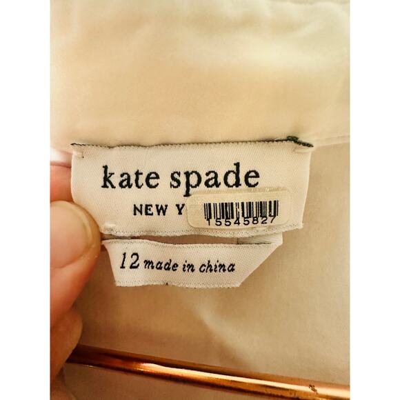 KATE SPADE NEW YORK Off White Poplin Floral Cutout Button Up Shirt Size 12 - Picture 11 of 16